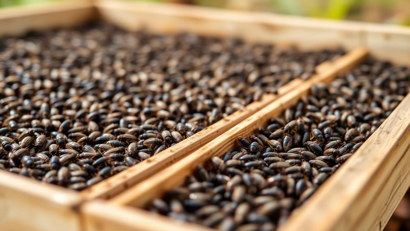 Black soldier fly larvae in modular trays